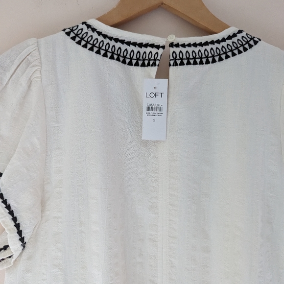 Loft cream off-white loose boho summer cotton dress small sz small NWT - Picture 11 of 16